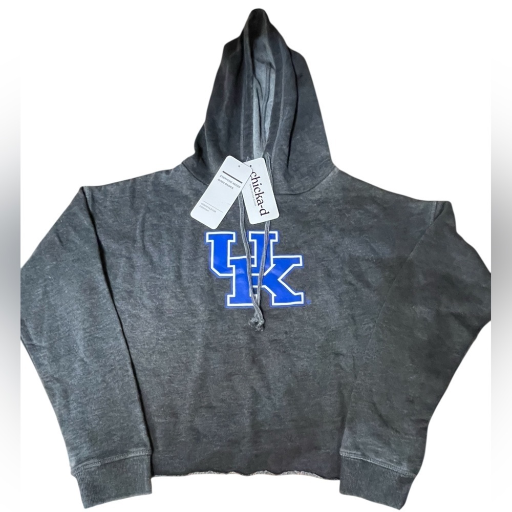 🩶💙NWT Gray Cropped Hoodie with Blue UK Logo - Univ of Kentucky size M Chicaka-D